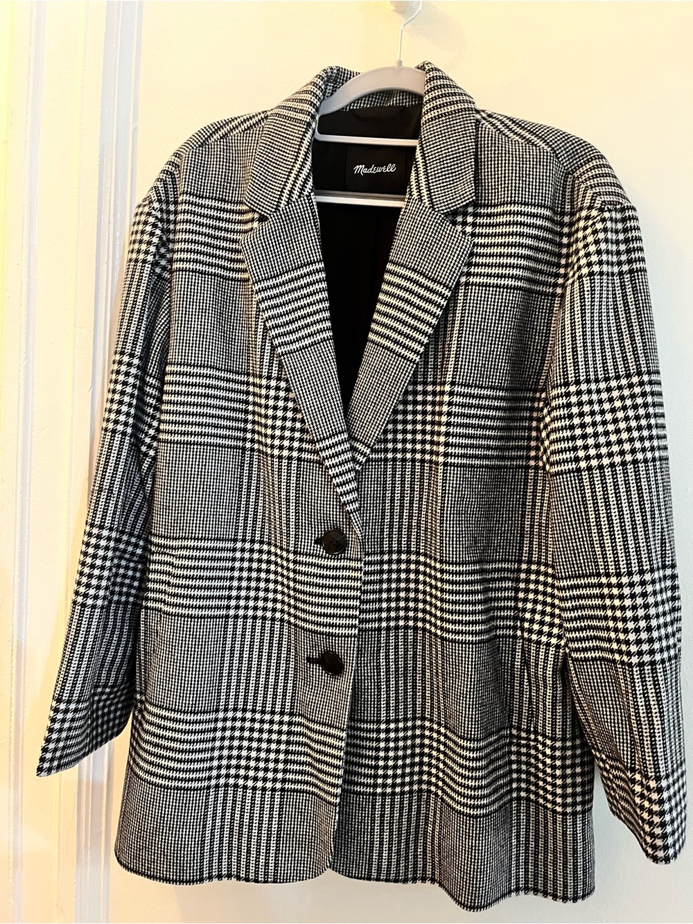 Madewell Black & White Glen Plaid Blazer Jacket